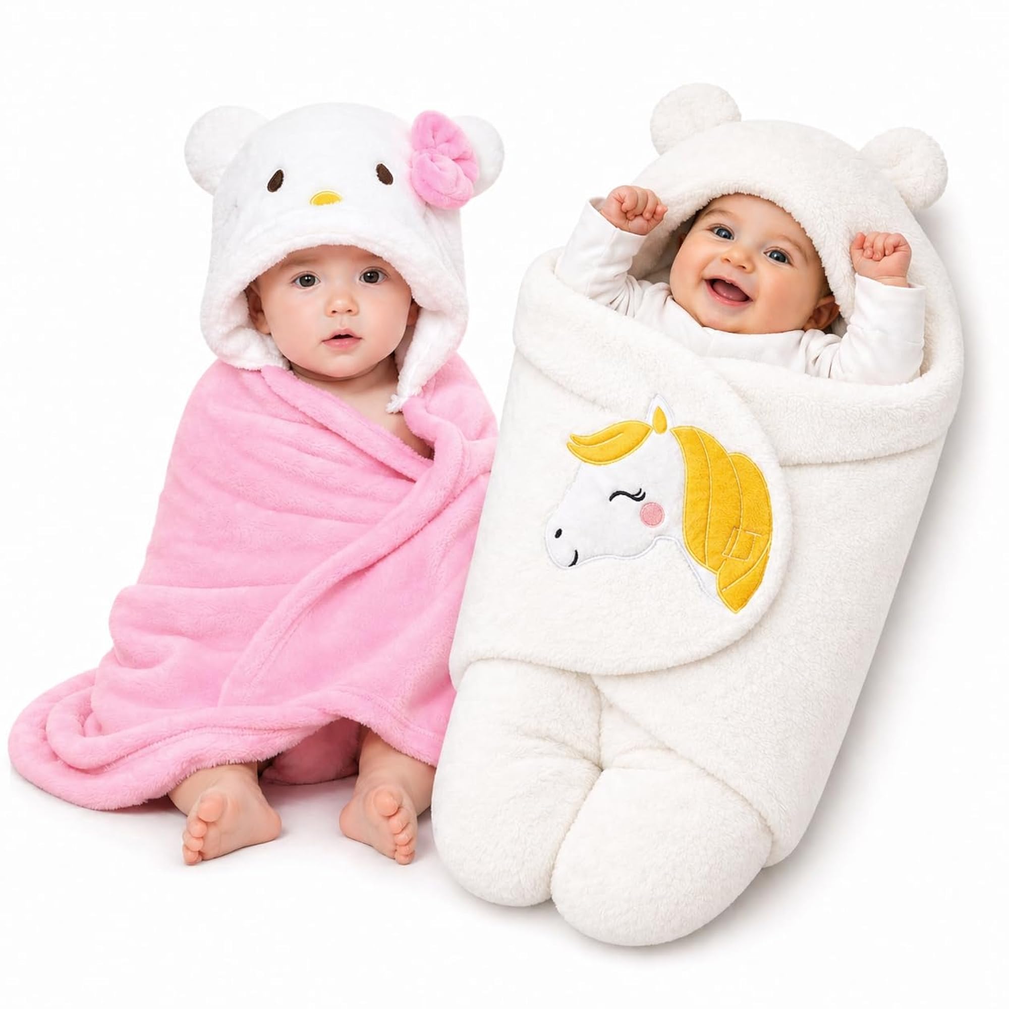 Ultra Soft Polar Fleece Baby Hooded Blanket