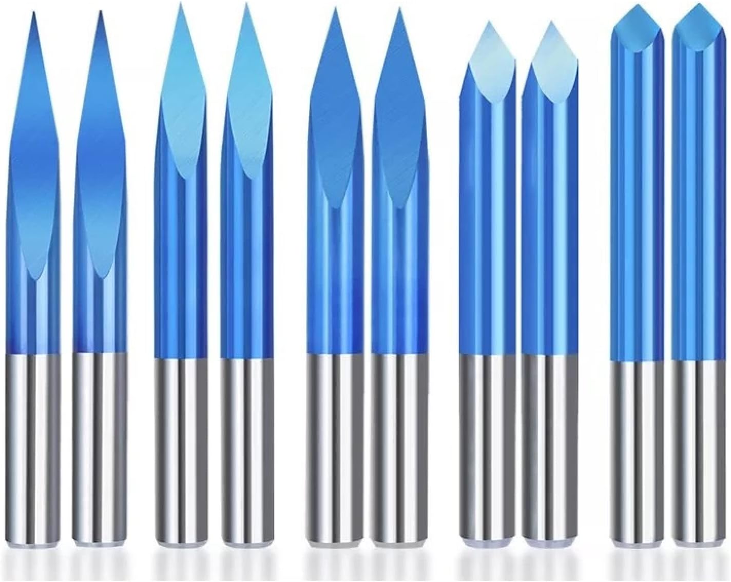 3 エッジ ピラミッド彫刻ビット 3.175mm シャンク カーバイド エンド ミル チップ 0.1mm ナノ ブルー コーティング