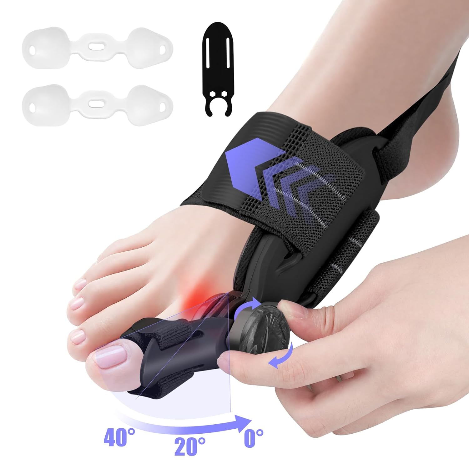 Adjustable Bunion Corrector for Women Men - Bunion Fix for Big Toe Orthopedic Toe Splint Double Correction Separator, Relief for Hallux Valgus, Suitable for Left/Right Feet (1PC, Black) - Image 8