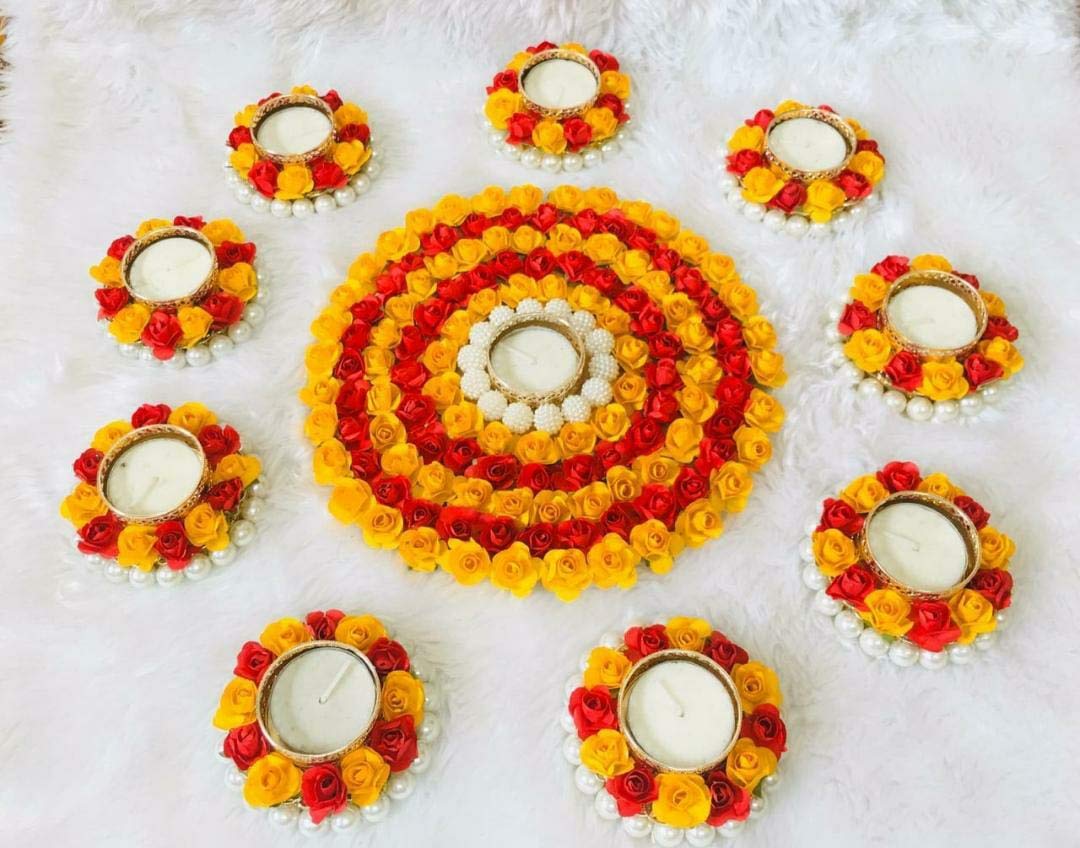 Sanvatsar Beautiful Marigold Rangoli Diya with Wax, Diwali Decoration, Corporate Gift Set of 10 (B08JLTVTJ1) Amazon Price History, Amazon Price Tracker
