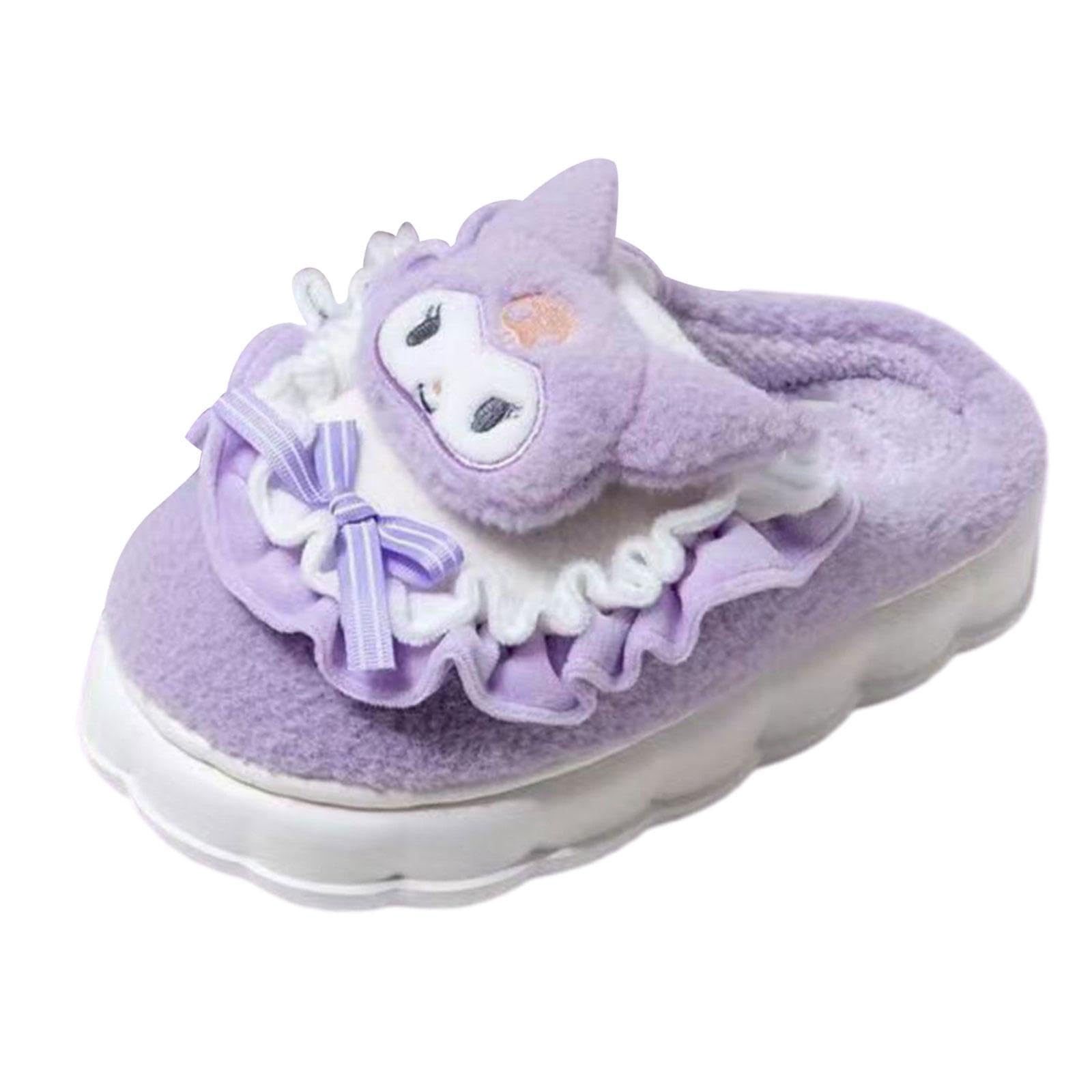 Merishopp Warm Winter Slippers for Women Plush Slippers for Autumn Winter Home Bedroom 38 39 Kuromi-image-47