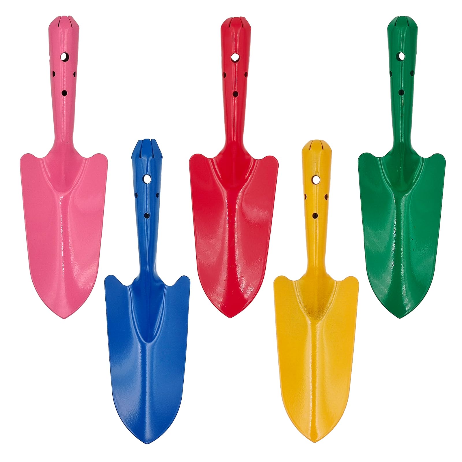 itechpanda 5 Pcs Mini Colorful Metal Hand Shovel Digging Trowel Set Garden Tools for Flower Soil Planting Digging Transplanting Succulent Kids Teens Gift Indoor Outdoor