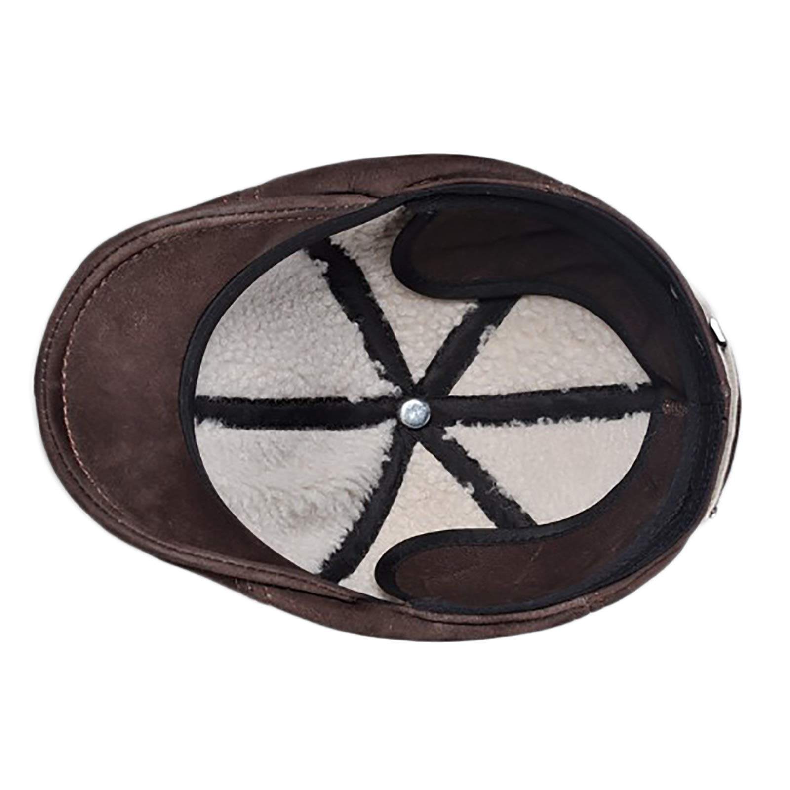 G&F Uomini Pelle Berretto Cappello Piatto Pelle Pecora Tenere Caldo Inverno Lana E Pelliccia per Anziani 55-60 Cm