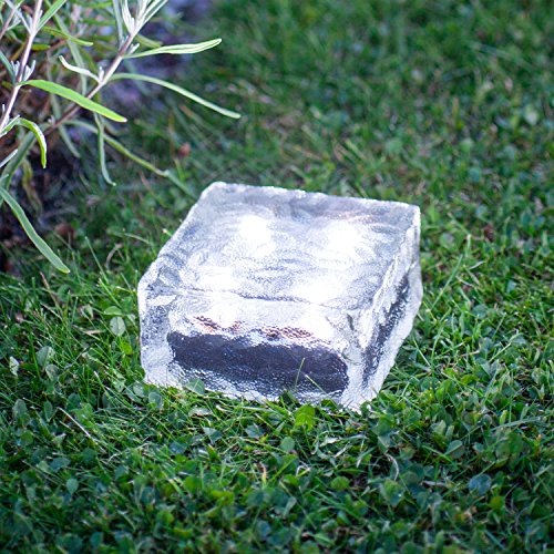 Preisvergleich Produktbild Lights4fun LED Solar Glas Pflasterstein Wegbeleuchtung weiß groß