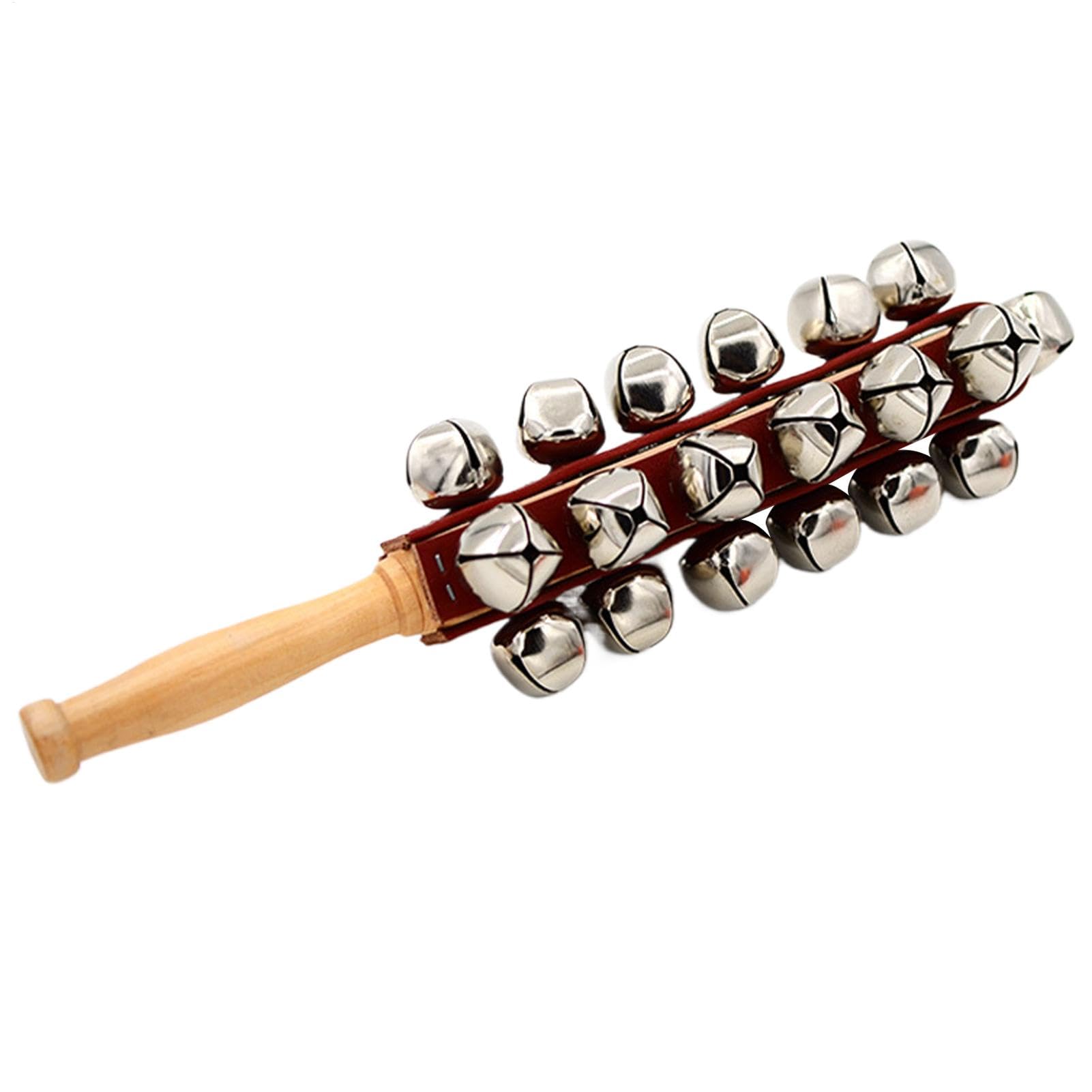 Hand Jingle Bells - Wooden Handle Sleigh Bells, Percussion Rattles | Music Learning Supplies for Home School, Early Education Tools, Fun Teaching Aids for Kids and Children