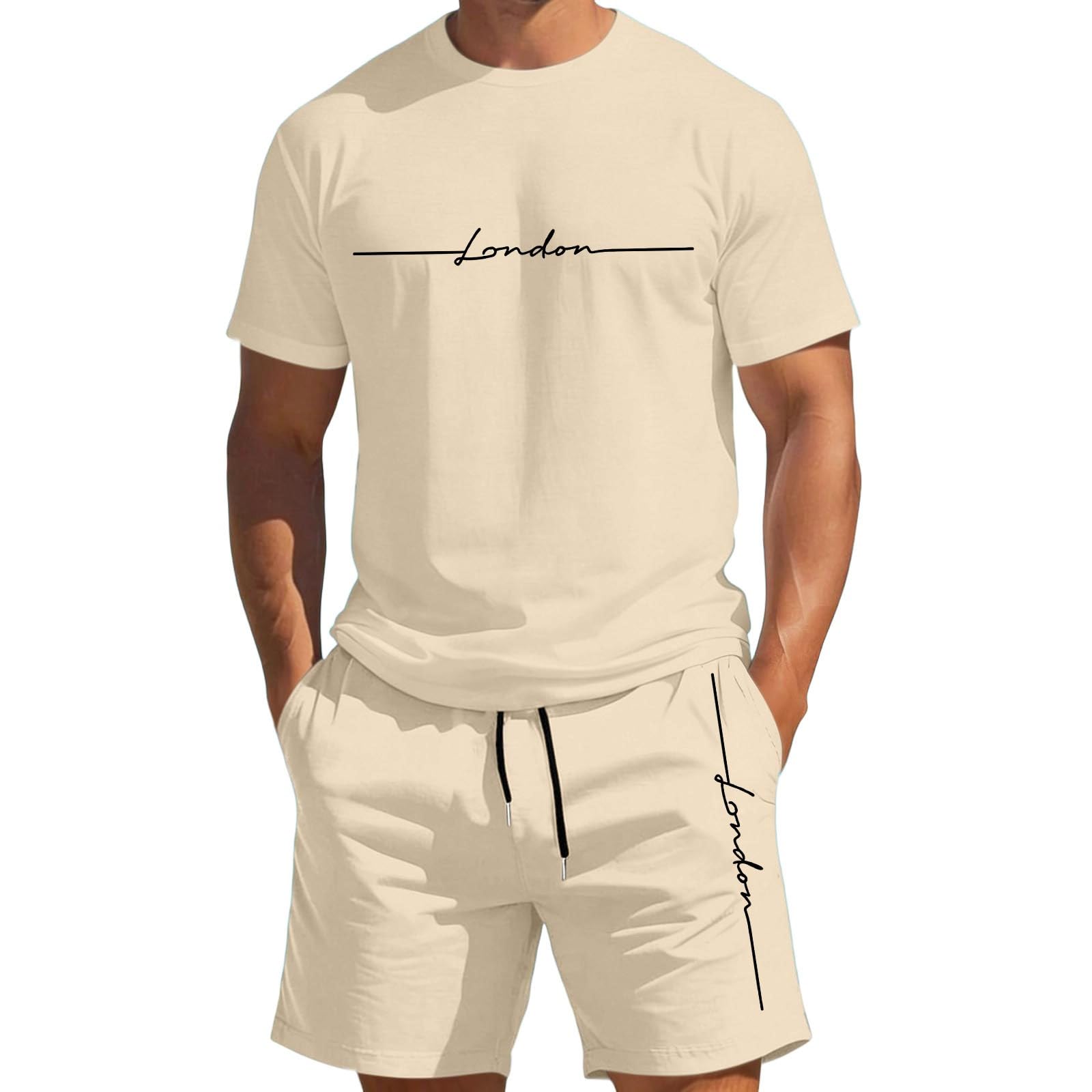 Conjunto de chándal de verano para hombre, de 2 piezas, con camiseta de gran tamaño y pantalones cortos, chándal deportivo, cómodo, transpirable, ropa de calle