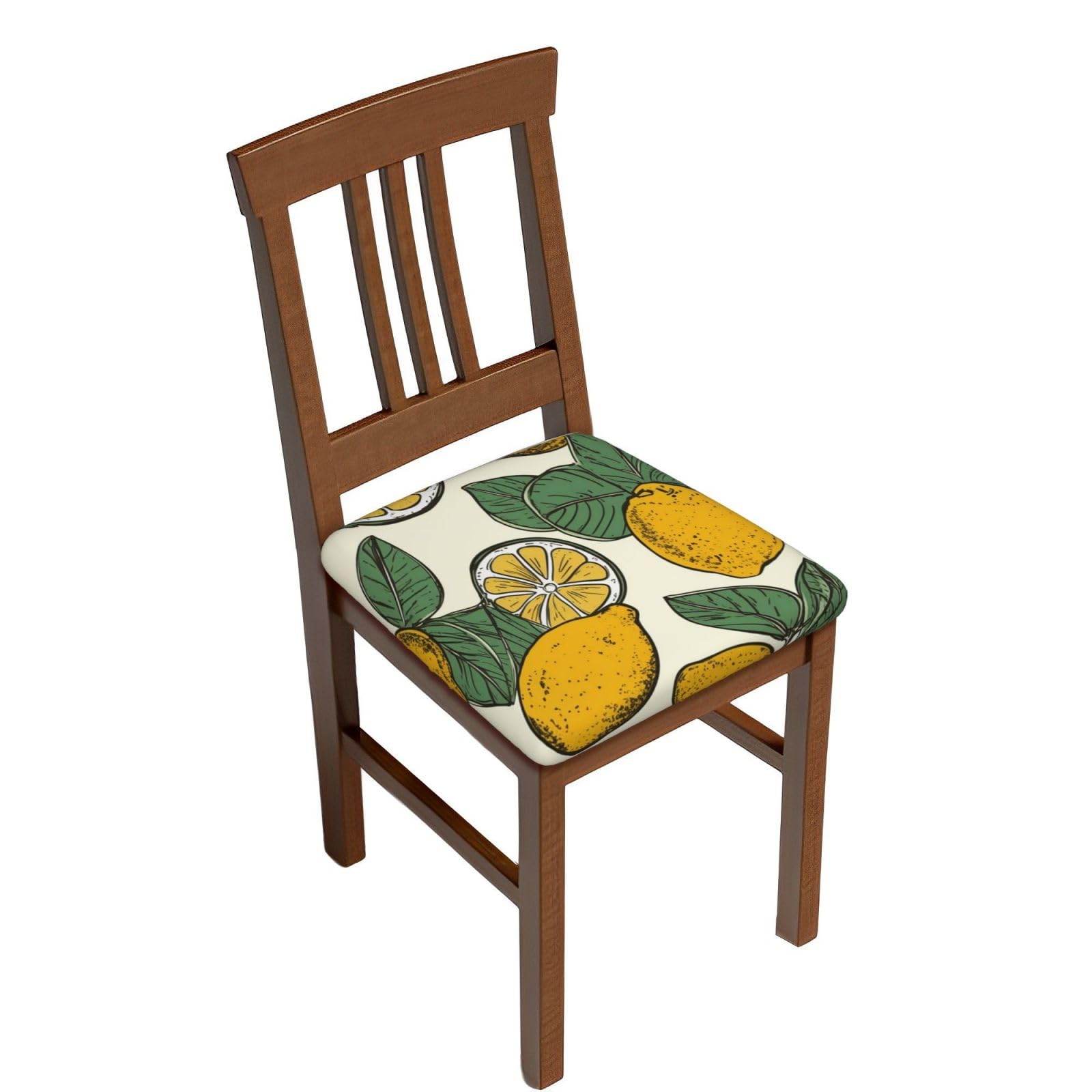 Fodpand Six Piece Lemon Fruit Pattern Square Stool Covers Stretch Removable Square Bar Stool Seat Covers Washable Dustproof Stool Cushion Slipcover Soft Milk Silk Bar Chair Covers With Band