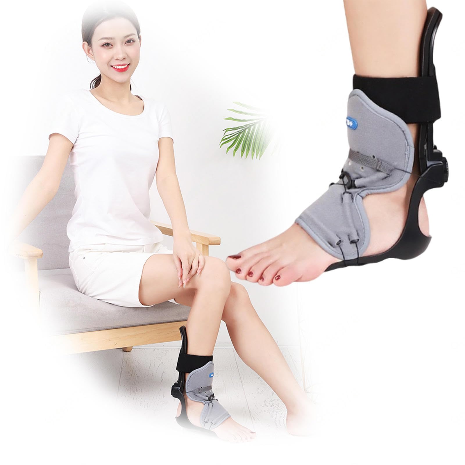 VIDECOR Piede Cadente Tutore Ortopedico Cinghie di Supporto Ortesi Regolabile Stretching Tutore del Piede Supporto del Sonno Tallone, Caduta del Piede, Caviglia,Left-L