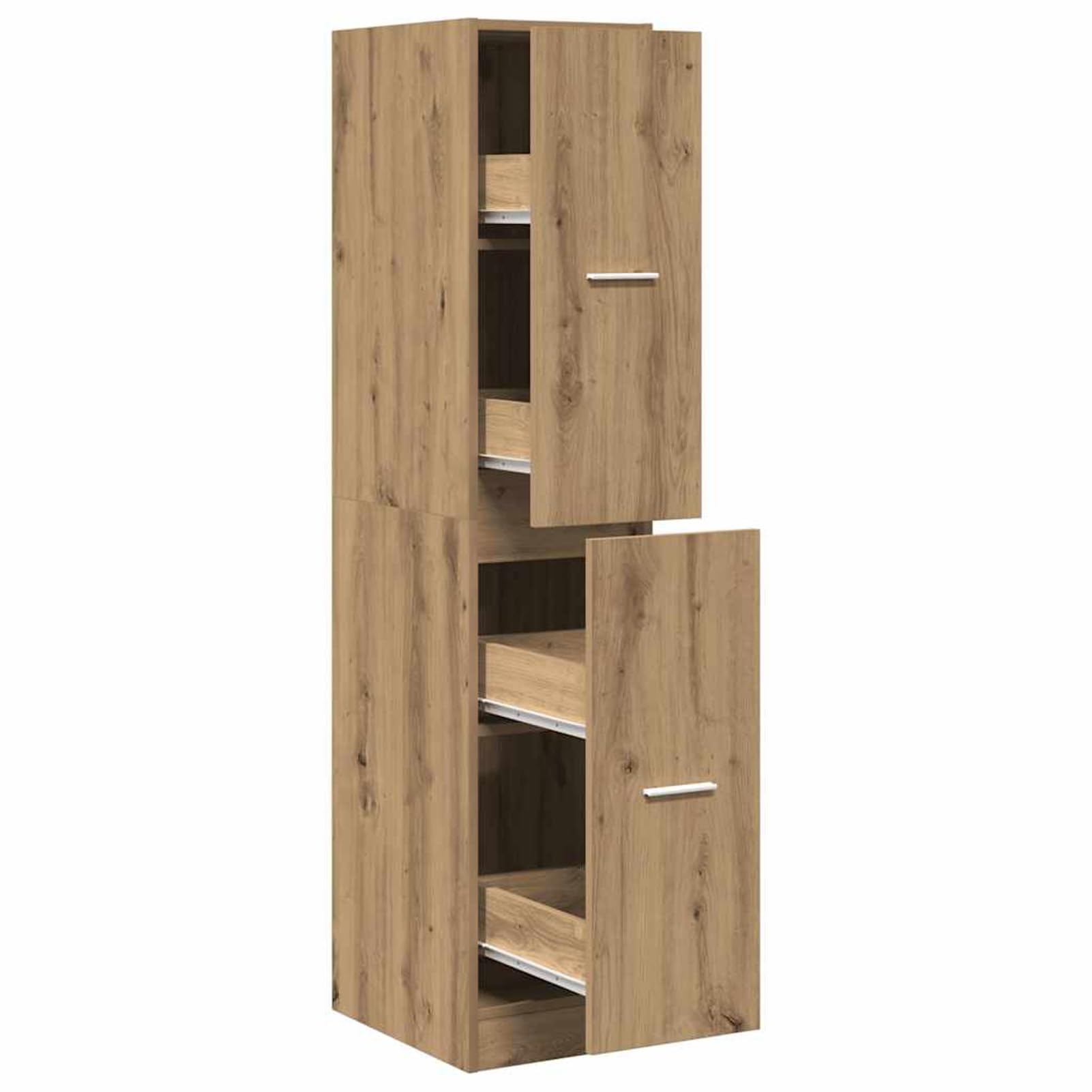 Homgoday Apothekerschrank Artisian Eiche Holzwerkstoff 4 Schubladen 30x41x144,5 cm - Dekorativ & Praktisch für Zuhause & Büro Model855177