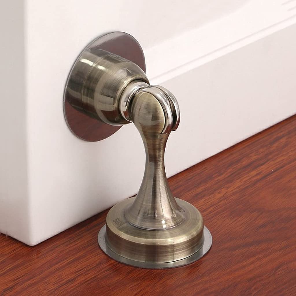 Nvsfzgiyg Gris Stainless Steel Doorstop Non-Punch Wind-Proof Door Stopper Wall Mounted Floor Holder Hardware(Gris)