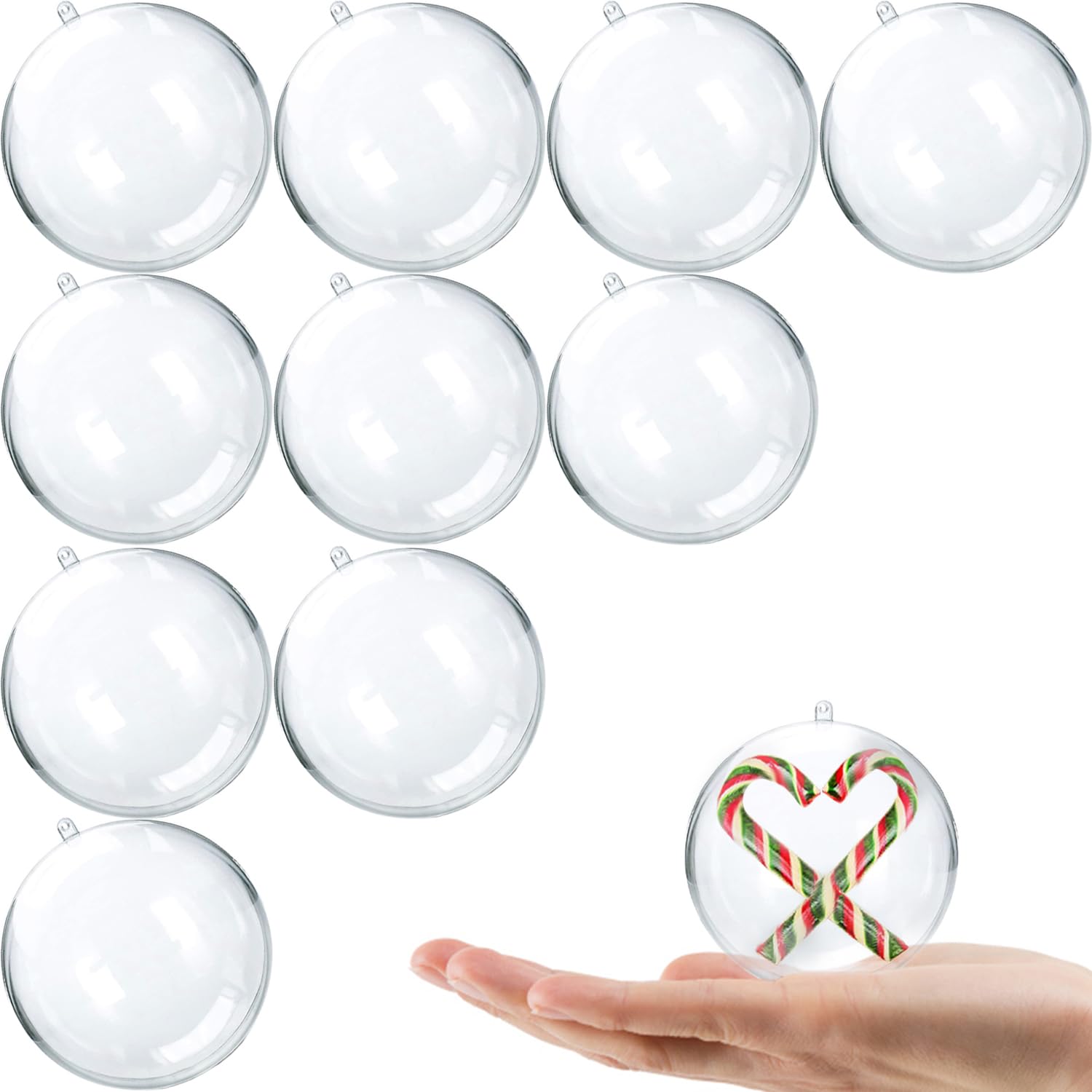Jishi 10pk Clear Plastic Christmas Ornaments for Crafts Fillable DIY Christmas Ornaments Balls 60mm Acrylic Ornaments for Christmas