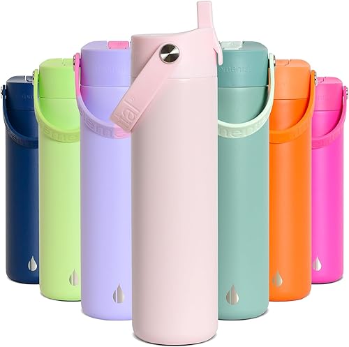 Miniatura 113 de Elemental Botella de agua aislada de 40 onzas con pajilla, botellas de agua con núcleo de acero inoxidable 100% a prueba de fugas para viajes,