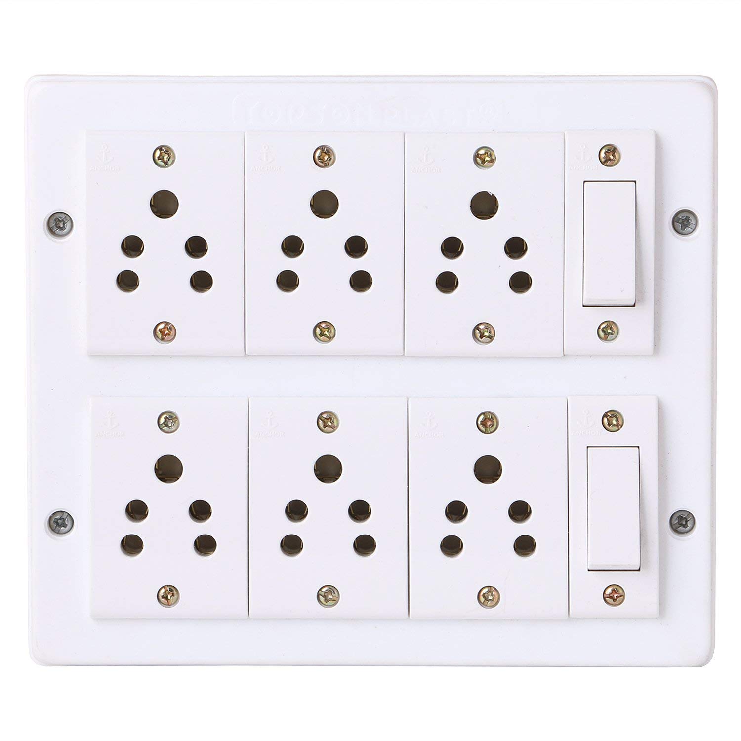 mr.bahul power strip extension multi outlet board fitted with 2 anchor switches and 6 anchor sockets with 2 metre chord with 5 amp plug