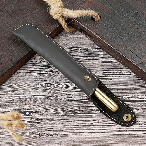 Daimay Leather Pen Case Handmade Fountain Pen Pouch Protective Sleeve Cover Stylus Touch Pen Holder Button Flip Cover- Black