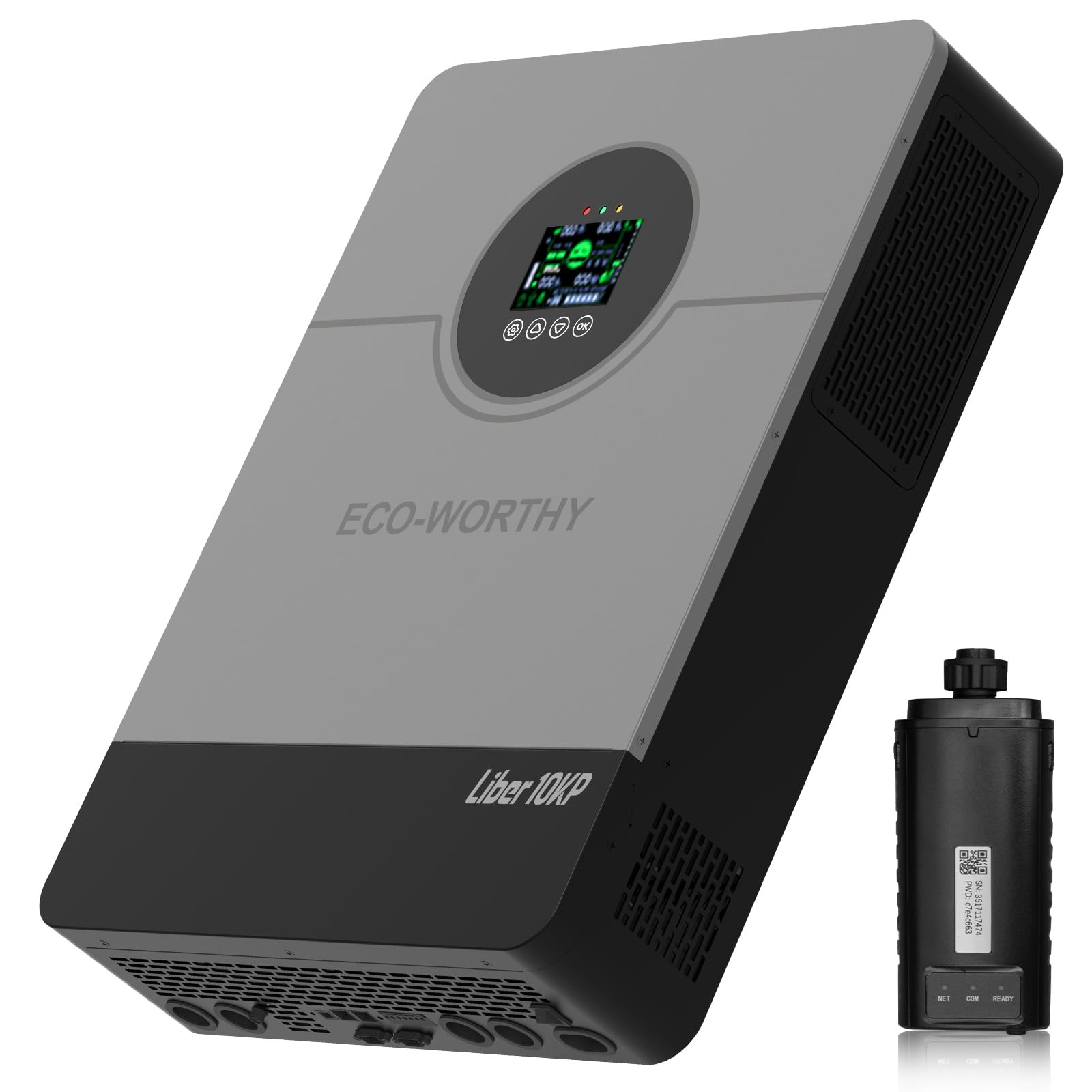 ECO-WORTHY Liber 10000W DC 48V UL1741 Solar Inverter,AC Output 120V/240V,Support Parallel,Built-in 2 MPPT Solar Controllers,Max 200A Battery Charging,Parallel Up to 6 Units 48V Inverter Charger