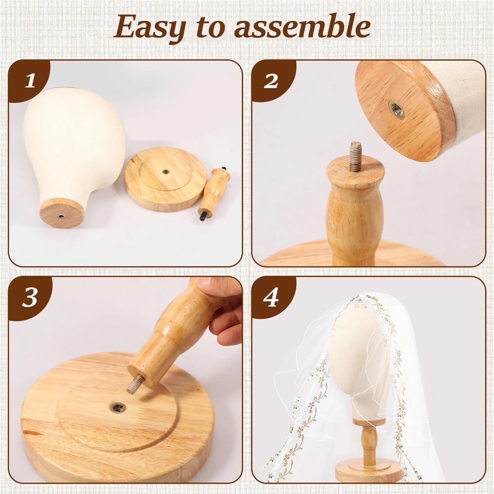 Wig Stand Perückenkopf aus Segeltuch, Perückenständer, Schaufensterpuppenkopf for Ausstellen und Herstellen von Perücken, Perückenständer mit Kopf, Perückenstützen, Halter, Kappen, Kopfschmuck Wig Dis