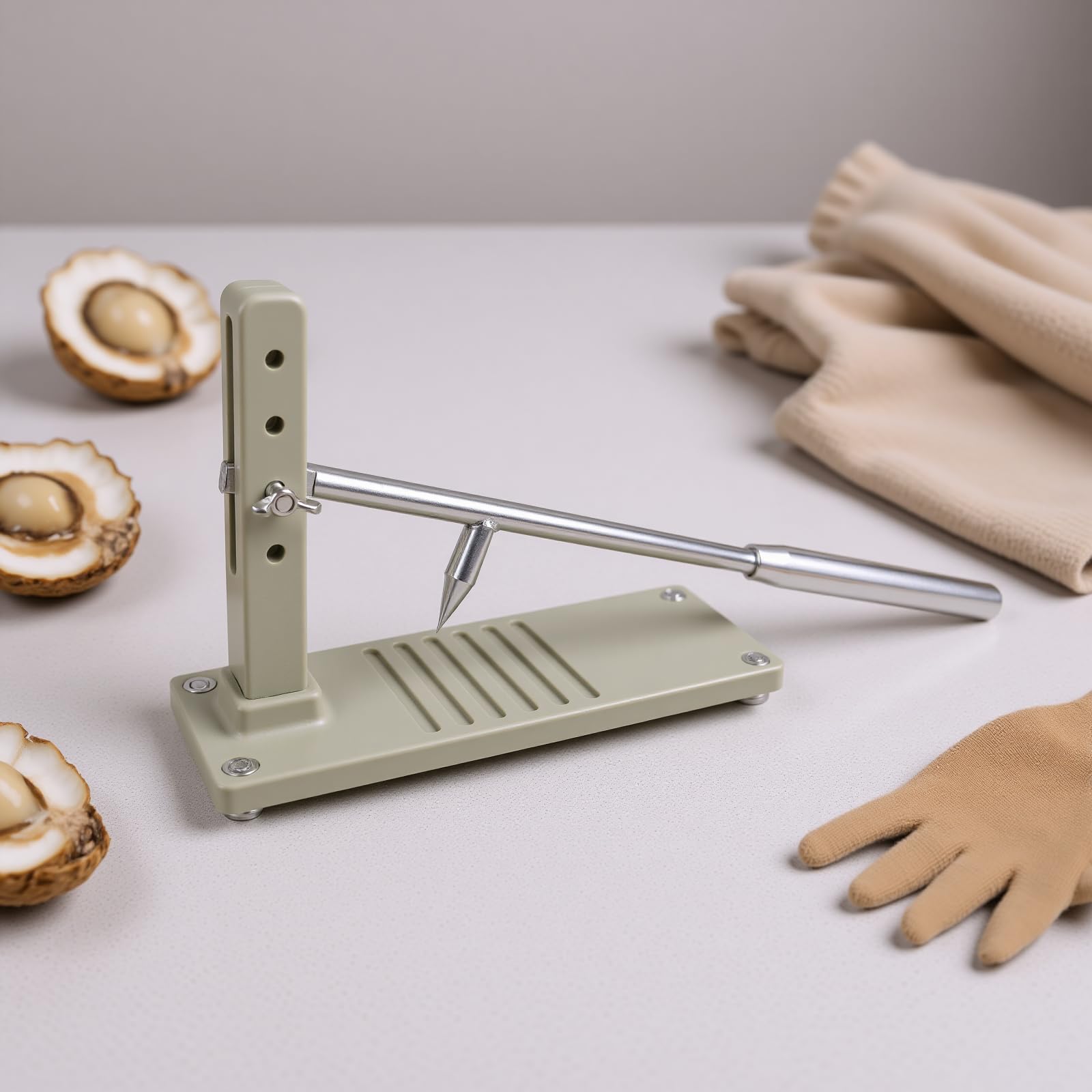Kit Herramientas para Abrir Ostras, Máquina Ajustable para Abrir Ostras, Herramienta Acero Inoxidable para Almejas, Incluye Cuchillos, Guante y Abrazadera en G