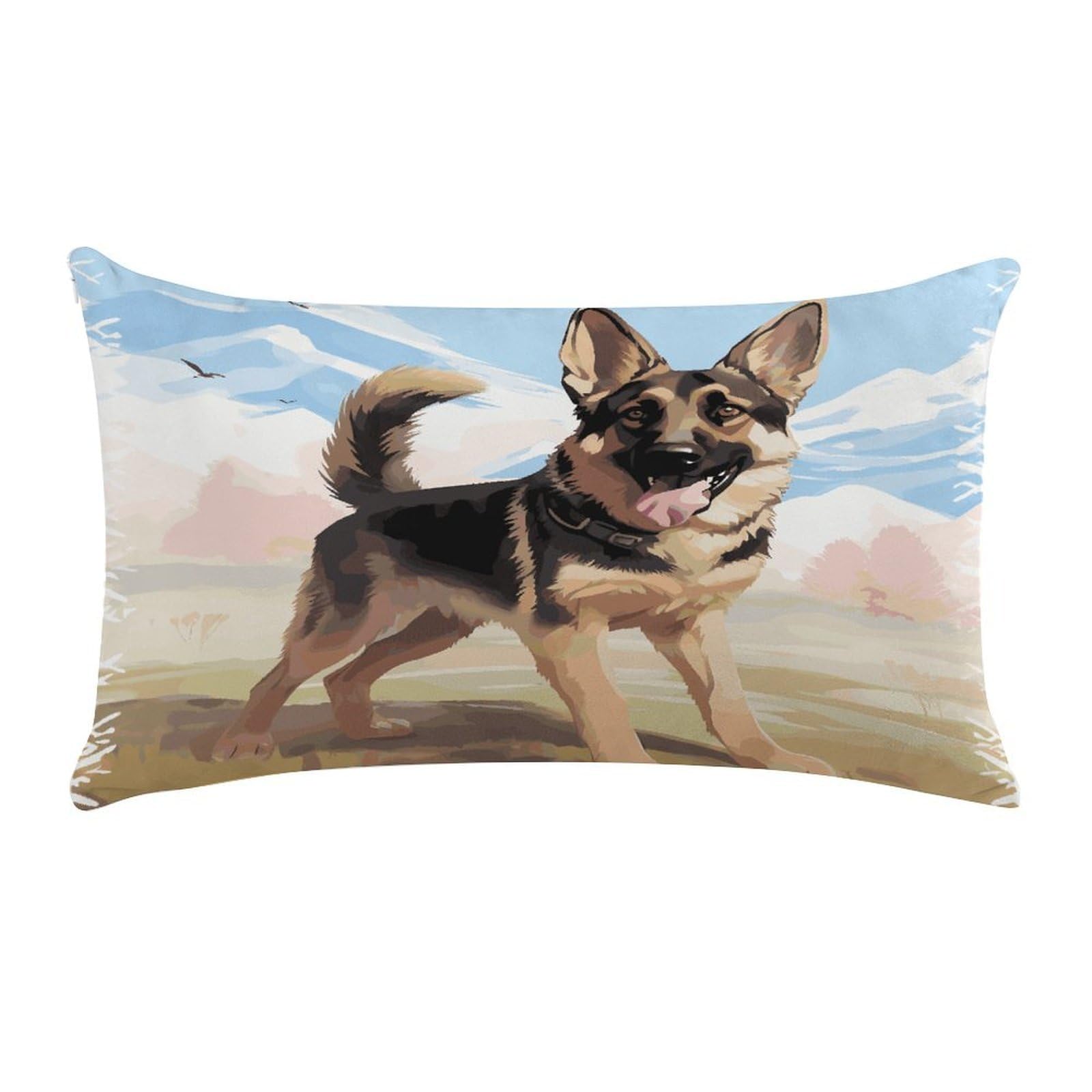 German Shepherd Dog Lovers Pillow Cover Super Soft Pillowcase Luxury Cozy Fuzzy Velvet Pillow Shams Breathable Standard Pillow Cases with Zipper Wrinkle-Free Pillow Cover 12 "×20 "