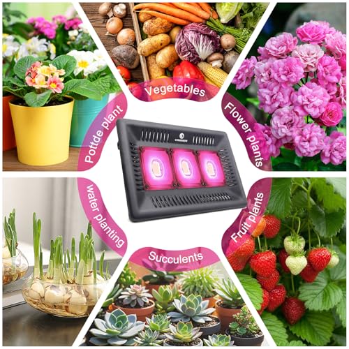 Image of CANAGROW Waterproof Plant Light, Outdoor Grow Light, Full Spectrum COB LED Grow Light with No Noise, Refugium Light for Saltwater Aquarium, Heating Lamps for Plants Seeding Veg Blooming Fruiting