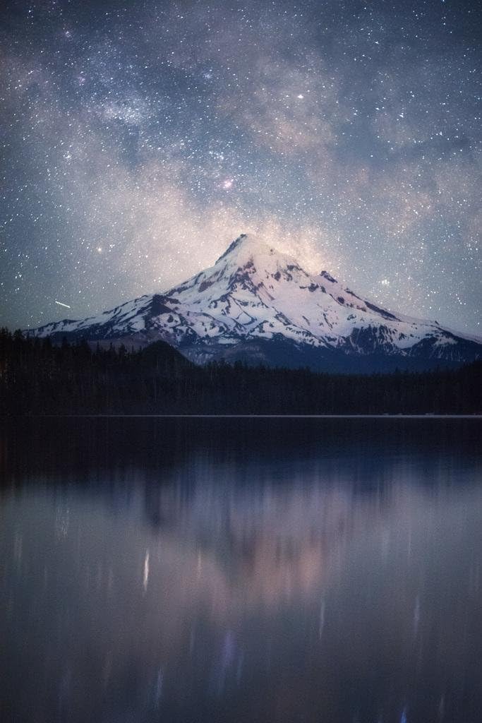 The Milky Way Over Lost Lake Mount Hood Oregon Photo Photograph Cool Wall Art Print Poster 24x36