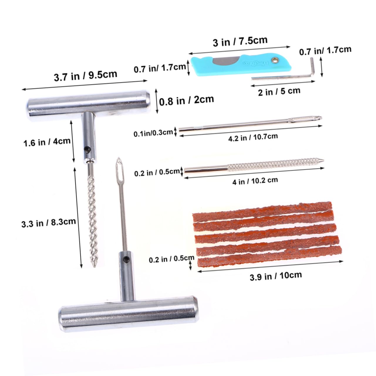 BRIGHTFUFU 11Pcs Heavy Duty Tire Repair Kit for Cars Motorcycles Durable Tyre Patch Tools Easy to Use Suitable for Various Vehicles Includes Spiral Design for Efficient Debris Cleaning
