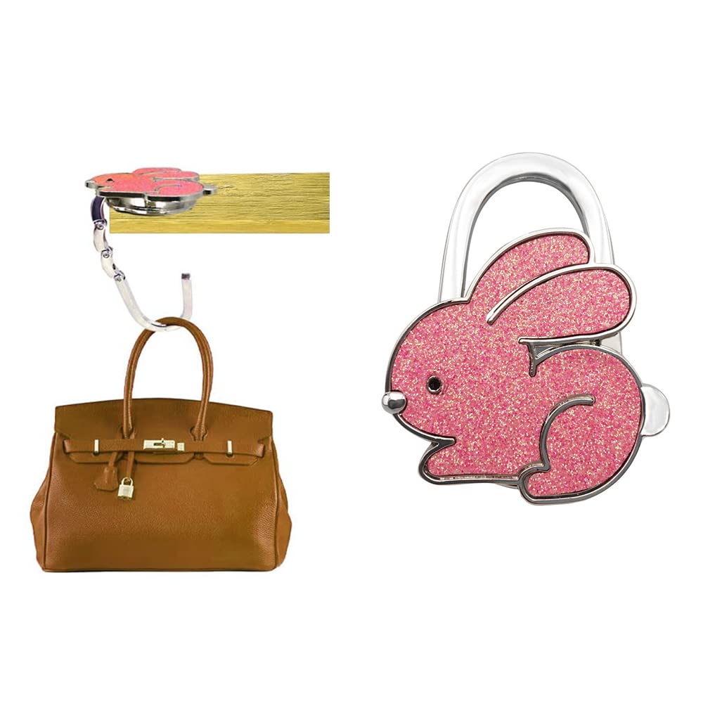 Gancio per borsetta pieghevole, gancio per borsa da tavolo con motivo coniglio carino portatile in lega per borsetta, borsa, regali per ragazze e