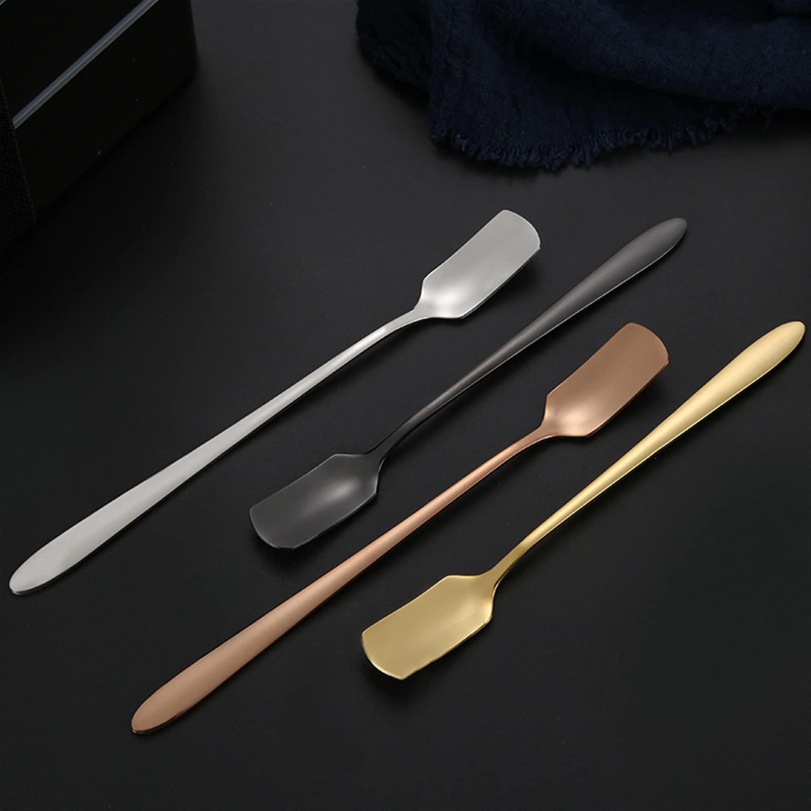 JINGYAN Cucchiaini da tè Plating Stainless Steel Coffee Spoon Long Handle Tea Spoons Kitchen Hot Drinking Flatware