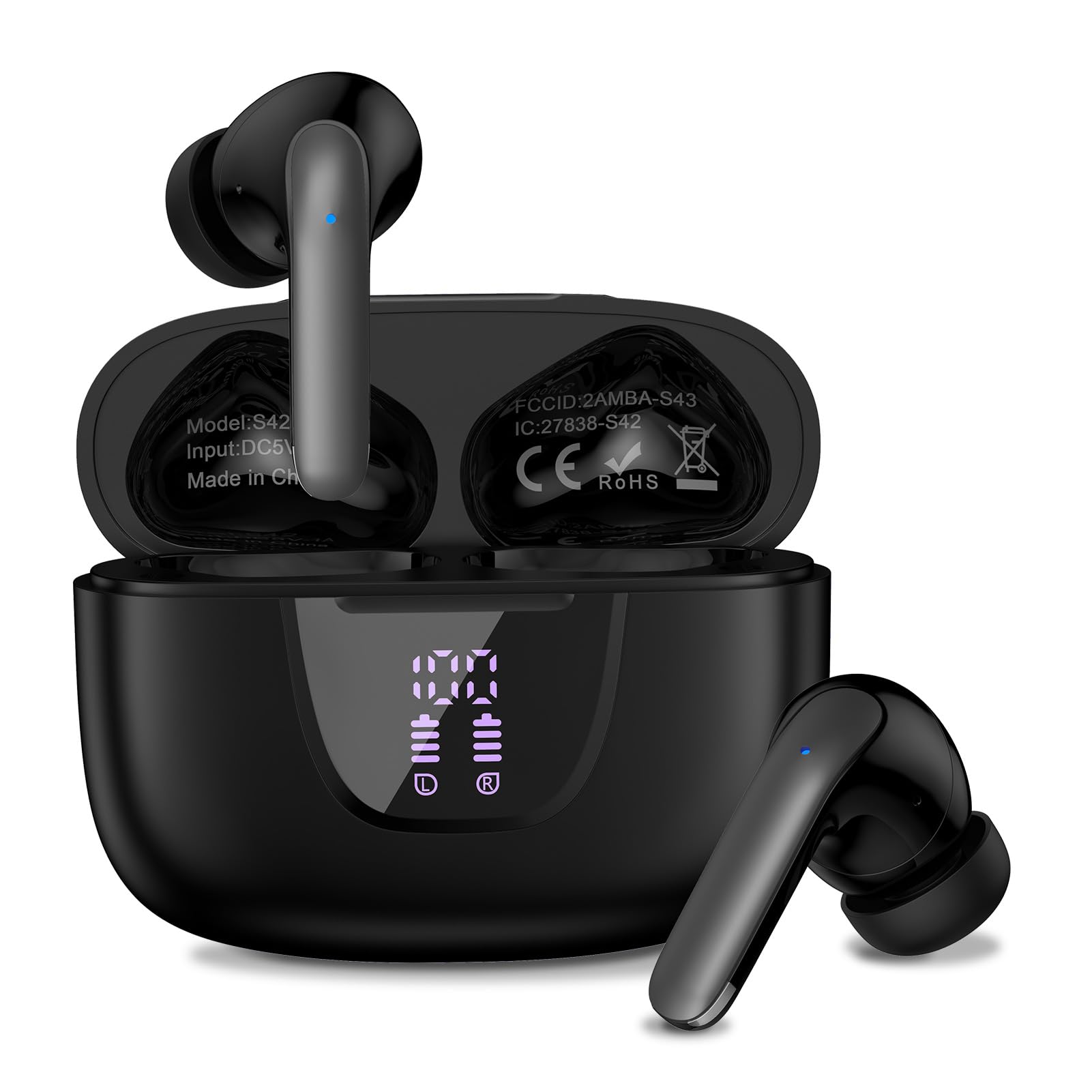 Wireless Earbuds for Google Pixel Buds Pro/10 Pro XL/9a/8/7,5.3 Black Bluetooth Headphones in-Ear with Stereo Bass Ear Buds ENC Noise Cancelling Mics,40H Playtime Mini Case for Samsung Galaxy S25/A17