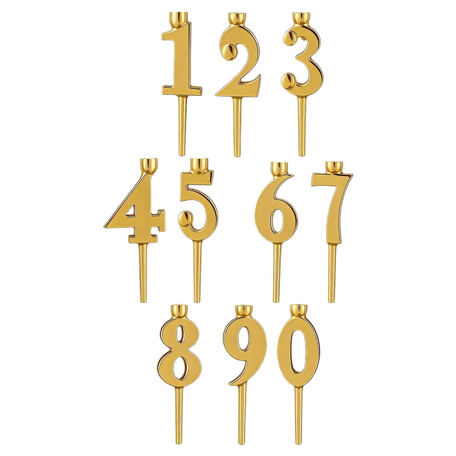 0-9 Number Birthday Candle Holder,10 Pieces Reusable Candle Number Holder Set,Digital Cake Topper Decorations,Graduation Event Supplies for Home Baker Retail Store Bakery