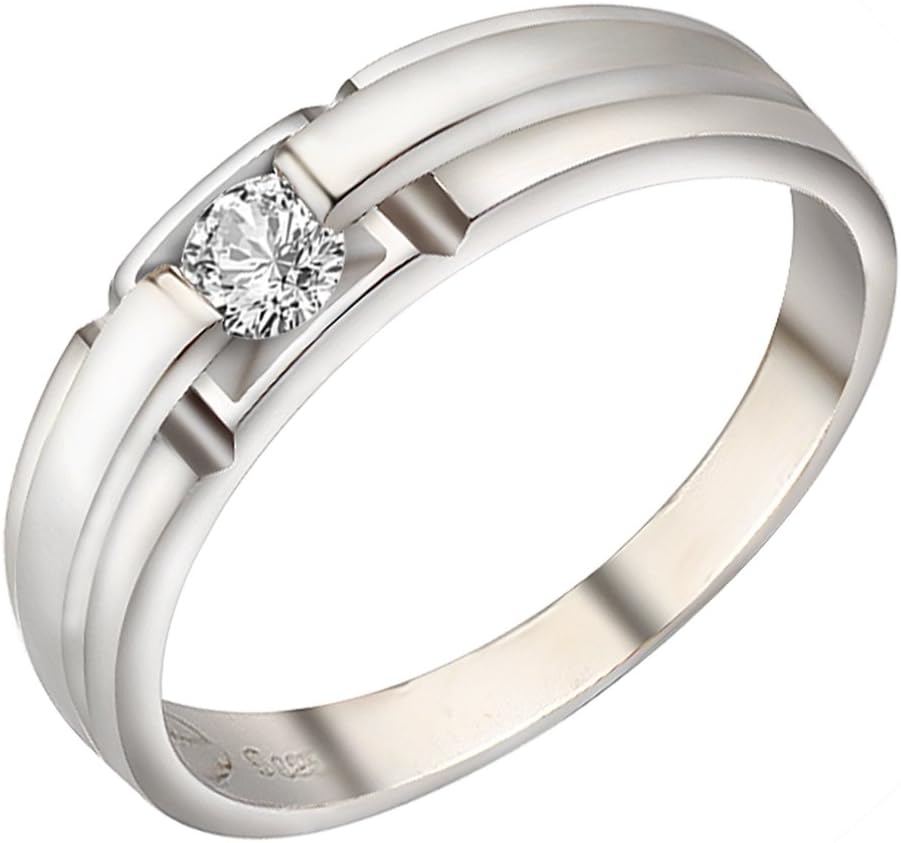 Meyiert Women Men 925 Sterling Silver Cubic Zirconia CZ Wedding Engagement Promise Eternity Ring