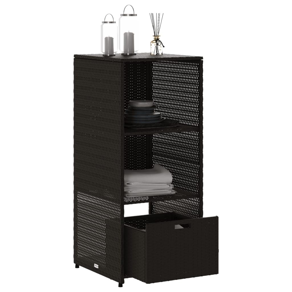 Armario de almacenaje de jardín ratán PE Negro 50x55x115 cm Negro,365547