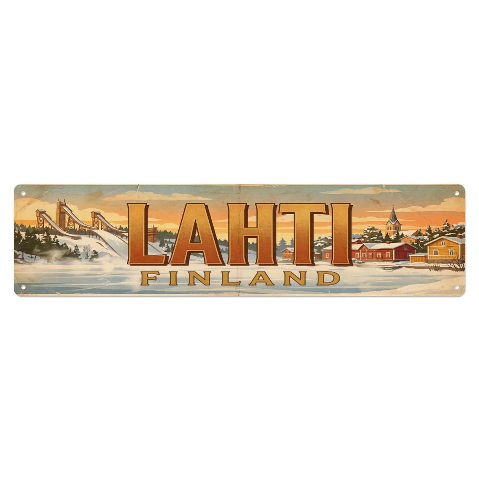 Tgrcjimh Style Metal Tin Sign Vintage Travel Lahti Finland