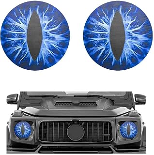2 PCS Beast Eyes Headlight Decals, 3D Stereo Eyes Car Body Sticker Bumper Decoration, Funny Round Headlight Decal for Off-Road Vehicles Trucks SUVs, Car Accessories (Dark Blue)