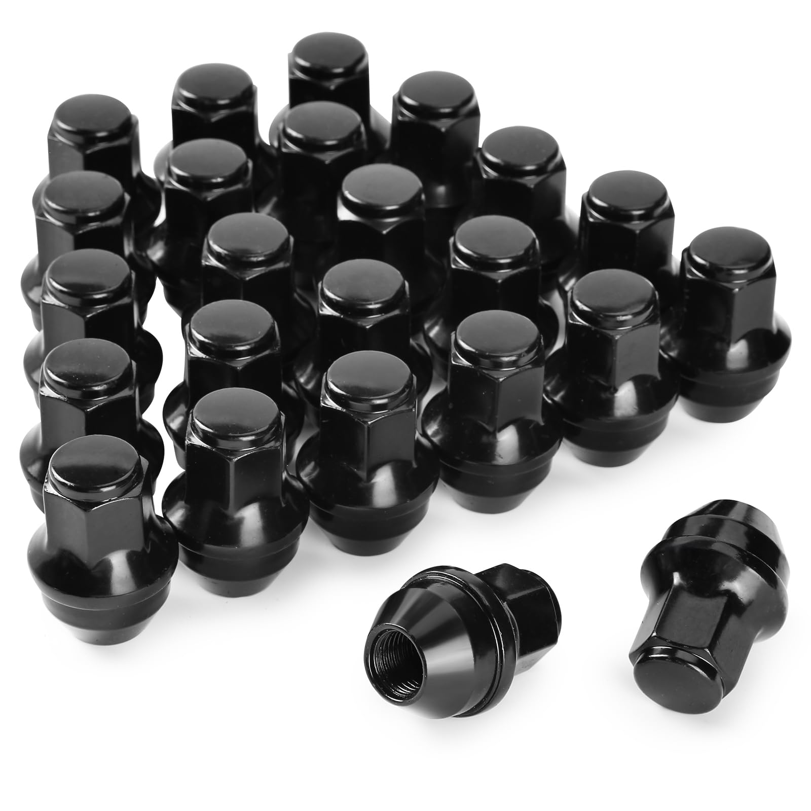 ZOFFI 24pcs M14x1.5 One-Piece Black OEM Factory Style Large Acorn Seat Lug Nuts Replacement for 2015-2020 Ford F150 Expedition Lincoln Navigator Factory Wheels