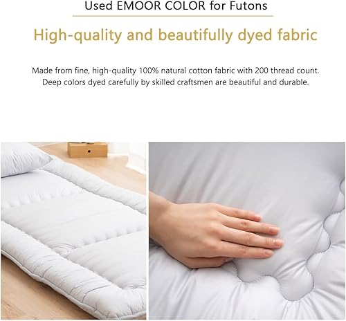 Miniatura 3 de EMOOR Colchón de futón japonés, color EM, tamaño individual largo (39 x 83 x 2.5 pulgadas), azul marino, peso ligero, fabricado en Japón, colchón