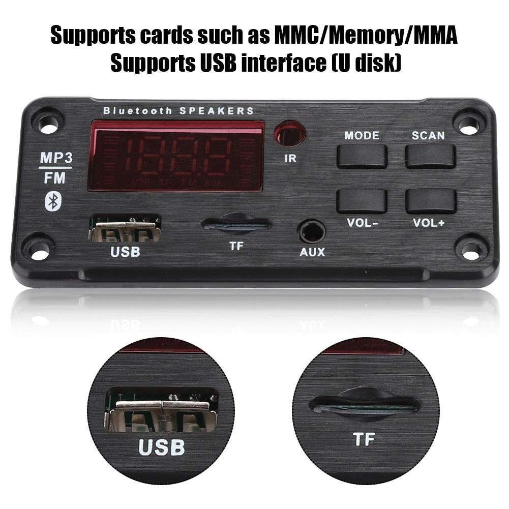 Scheda decodificatore USB MP3 Car Audio Bluetooth Scheda decodificatore MP3 Bluetooth 5.0 Modulo di registrazione chiamata Vivavoce Memoria USB MMA FM amplificatore Radio