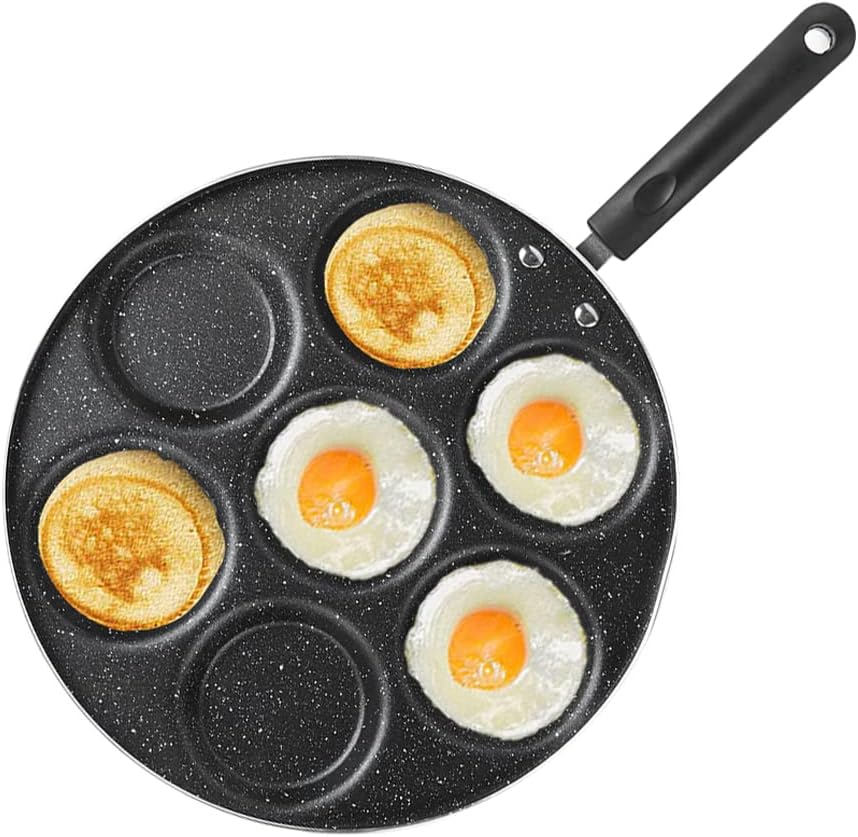 Restokki 7-Mold Pancake Pan, Aluminum + Phenolic Plastic Handle, Nonstick, Gas Stovetop Compatible, 12-Inch