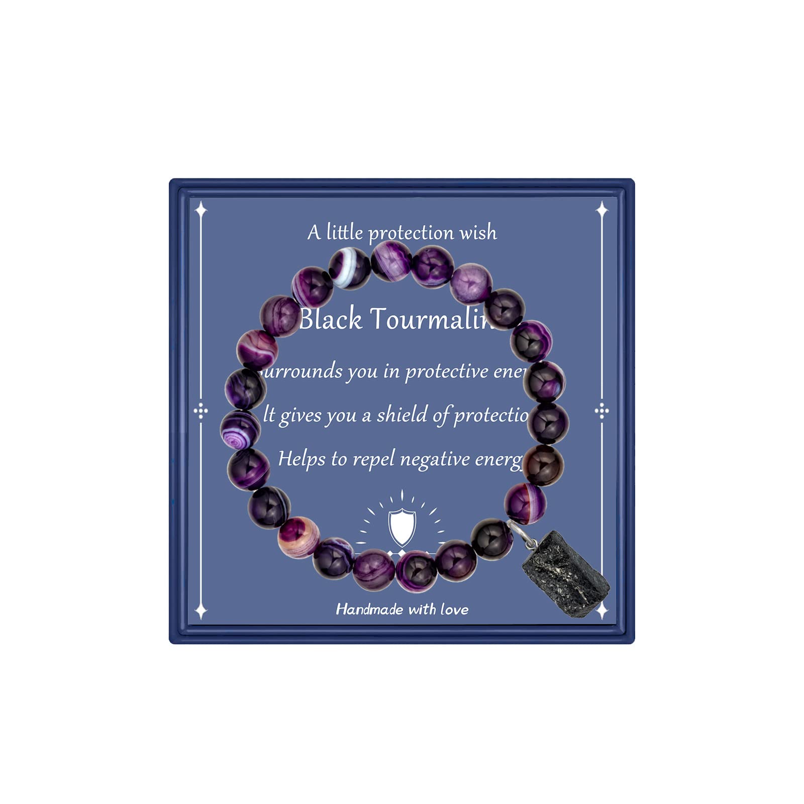 LINY Tourmaline Healing Gifts for Women Protection Natural Stone Beads Healing Energy Bracelet Black Tourmaline Bracelet for Women