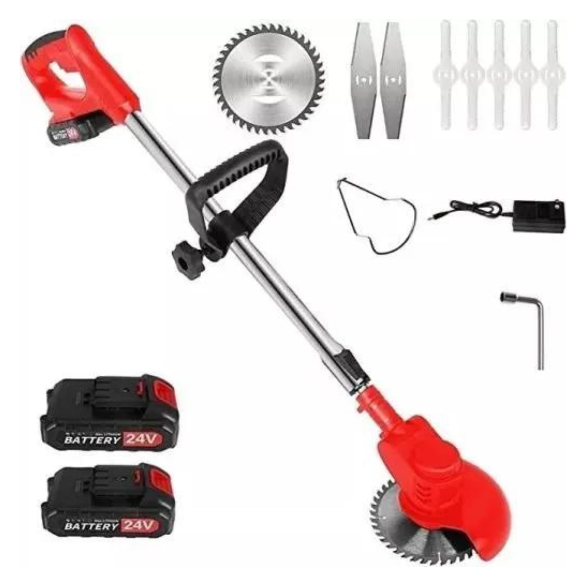Desbrozadora Eléctrica Batería RO PRO2 24V (2 Baterías) con Discos, Cuchillas y Cepillo Acero