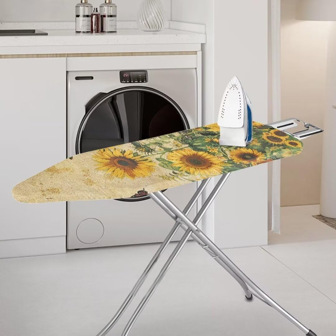Mumeson Sunflower Ironing Board Cover, Durable Extra Thick Padding, Heat Reflective, Non Stick Scorch and Stain Resistant Elastic Edge Fits for Standard Ironing Board