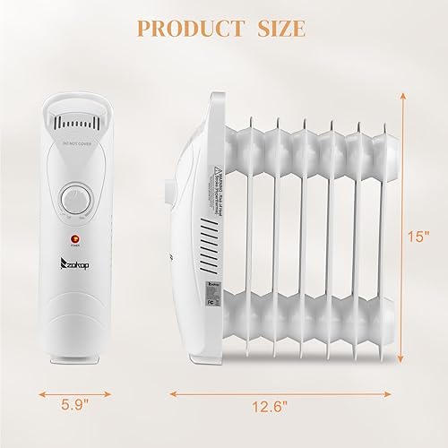 Miniatura 6 de ROVSUN Calentador de radiador lleno de aceite con termostato ajustable, calentadores eléctricos portátiles con protección contra sobrecalentamiento