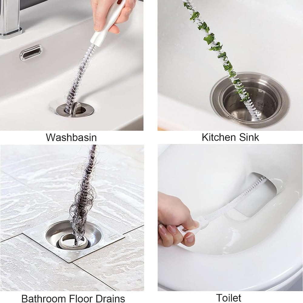 Flexible Drain Cleaner Brush, Bendable Shower Sink Long Pipe Cleaners Hair Clog Remover Cleaning Tool for Home Kitchen Sink, Bathroom Hair, Unclog Toilet, Dryer Vent, Sewer, Snake Tube