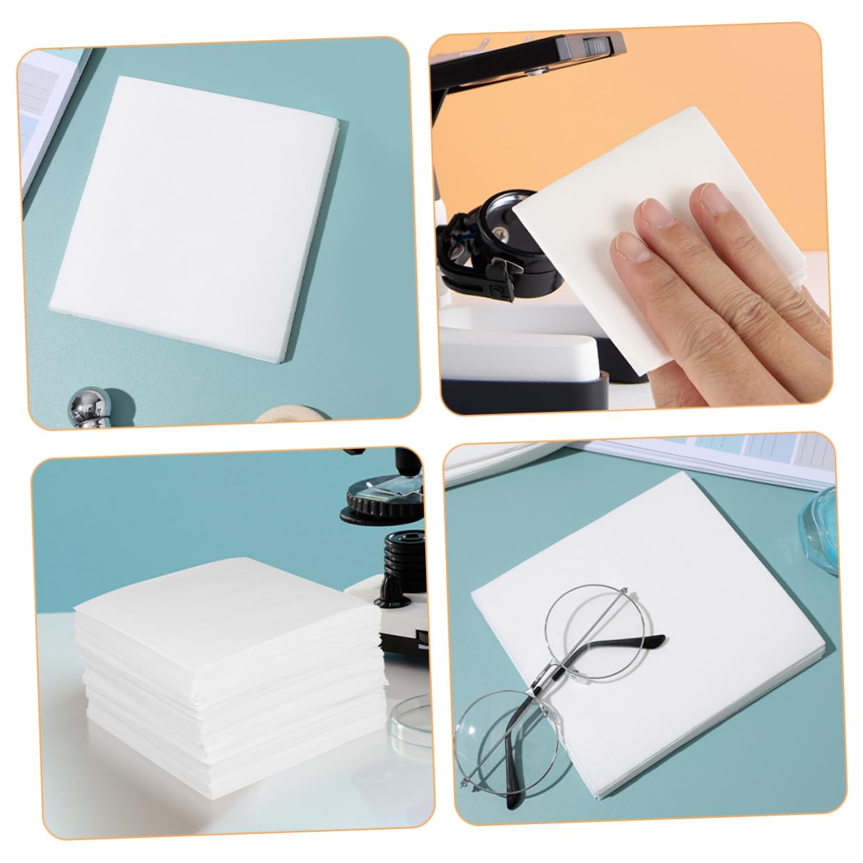 BESTYASH Toallitas de Limpieza sin Pelusa 1200 Piezas 4x4 Pulgadas para Lentes, Pantallas Electrónicas y Anteojos, Papel Absorbente Antiestático para Limpieza Precisa en Laboratorio y Uso