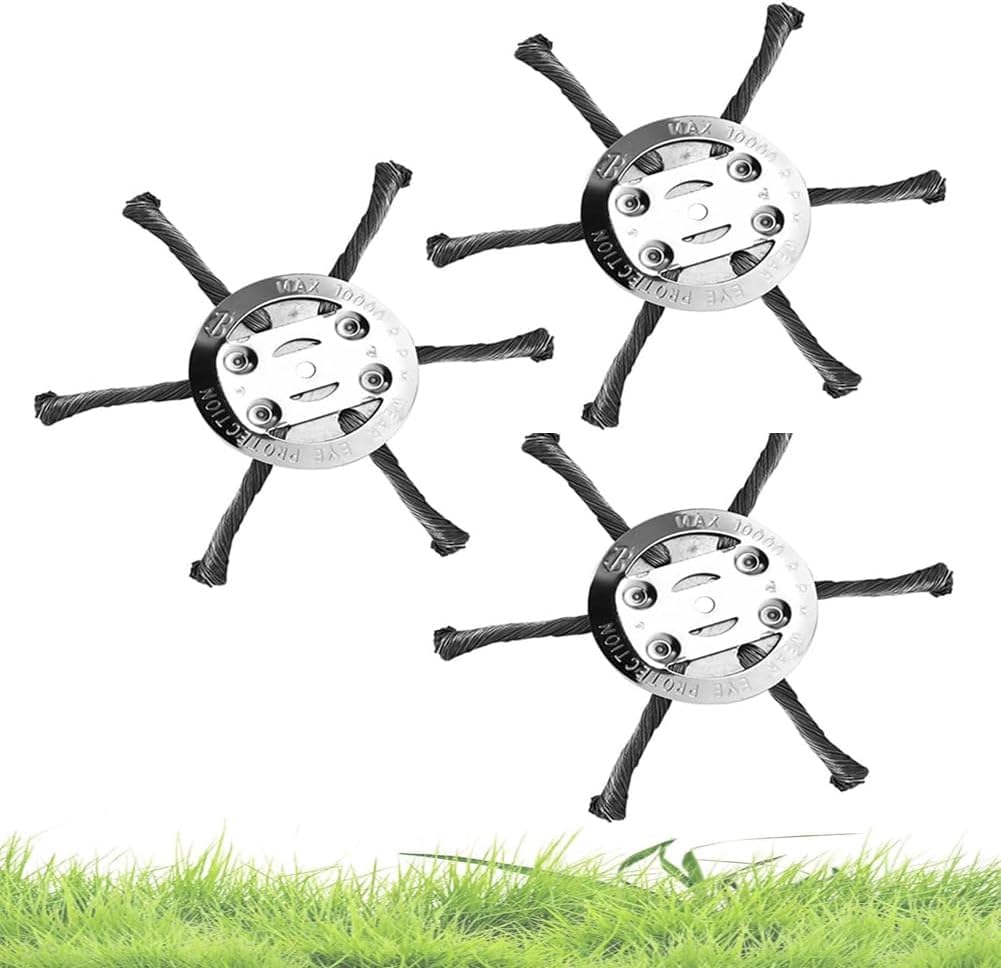 HATFRYF Steel Wire Grass Trimmer Head, String Trimmer Replacement Head, Compatible with Various Strimmers, Ideal for Gardens, Lawns, and Outdoor Areas 150 mm (3Pcs 6 Head)