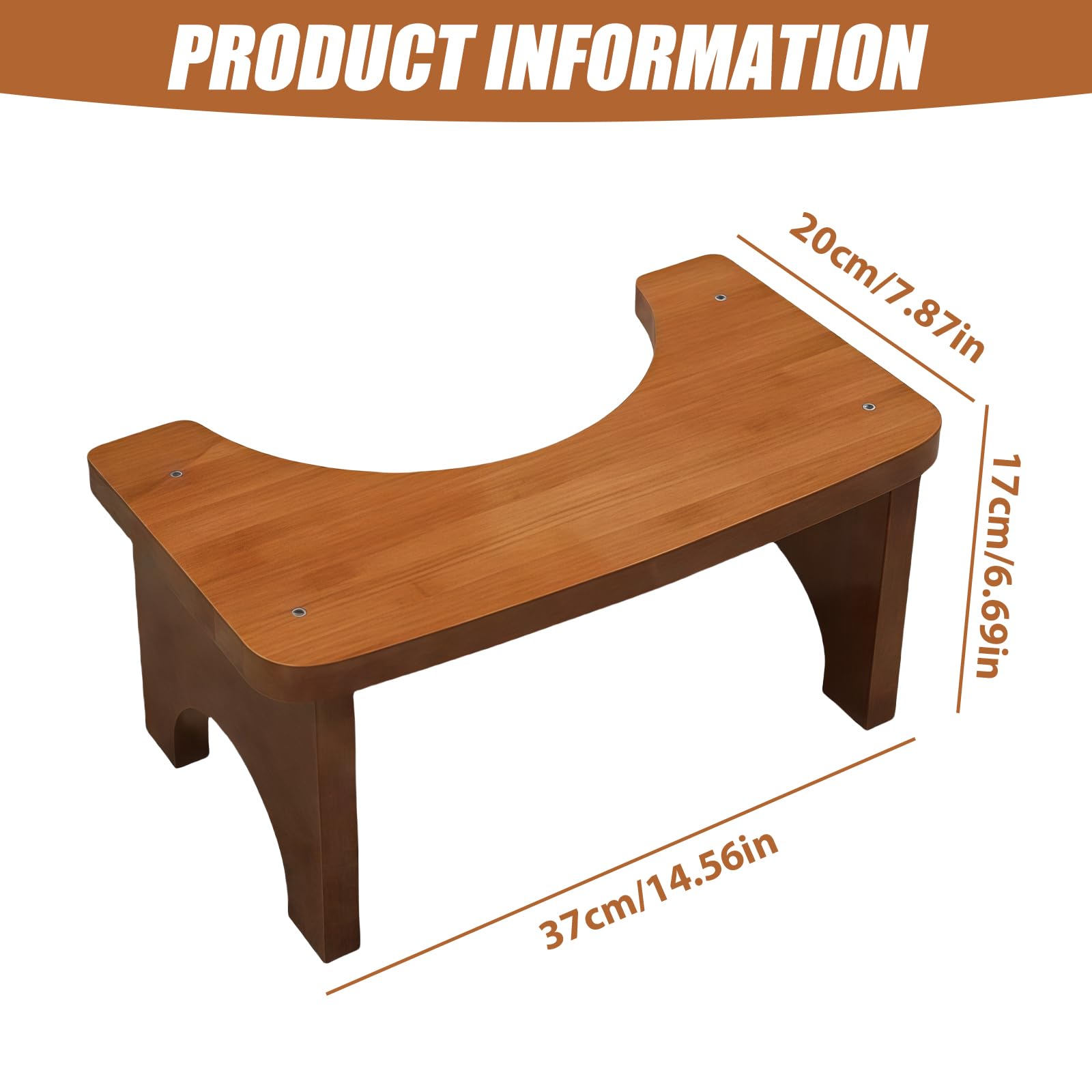 37 x 20 x 17 cm. Sgabello ergonomico per WC, in bambù stabile per adulti con design naturale, sgabello sano e portatile, supporto per la seduta antiscivolo in caso di stitichezza