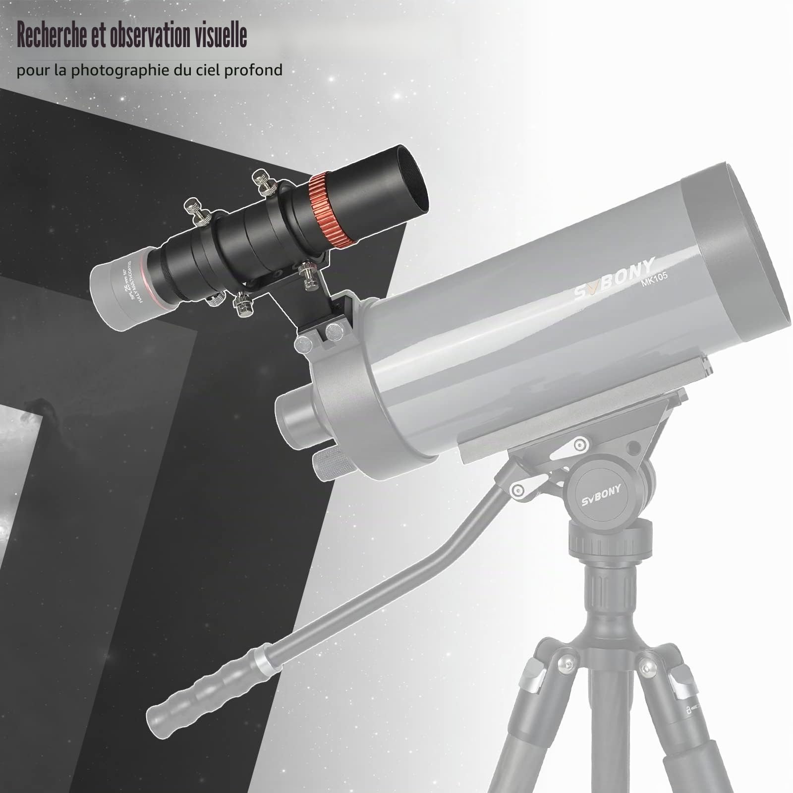 Svbony SV165 Mini Guide Scope 40F4, 1.25 Pouces FMC Revêtement avec Focaliseur Hélicoïdal Alignement Coaxial Réglable, Alliage d'Aluminium CNC Usinage, Compatible avec ZWO QHY Auto Guide Finde Caméra