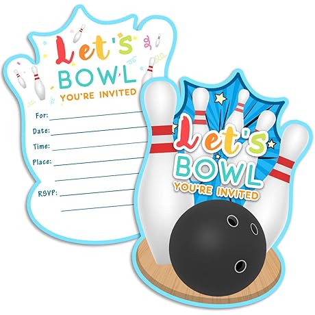 30 Bowling Birthday Party Invitations with Envelopes