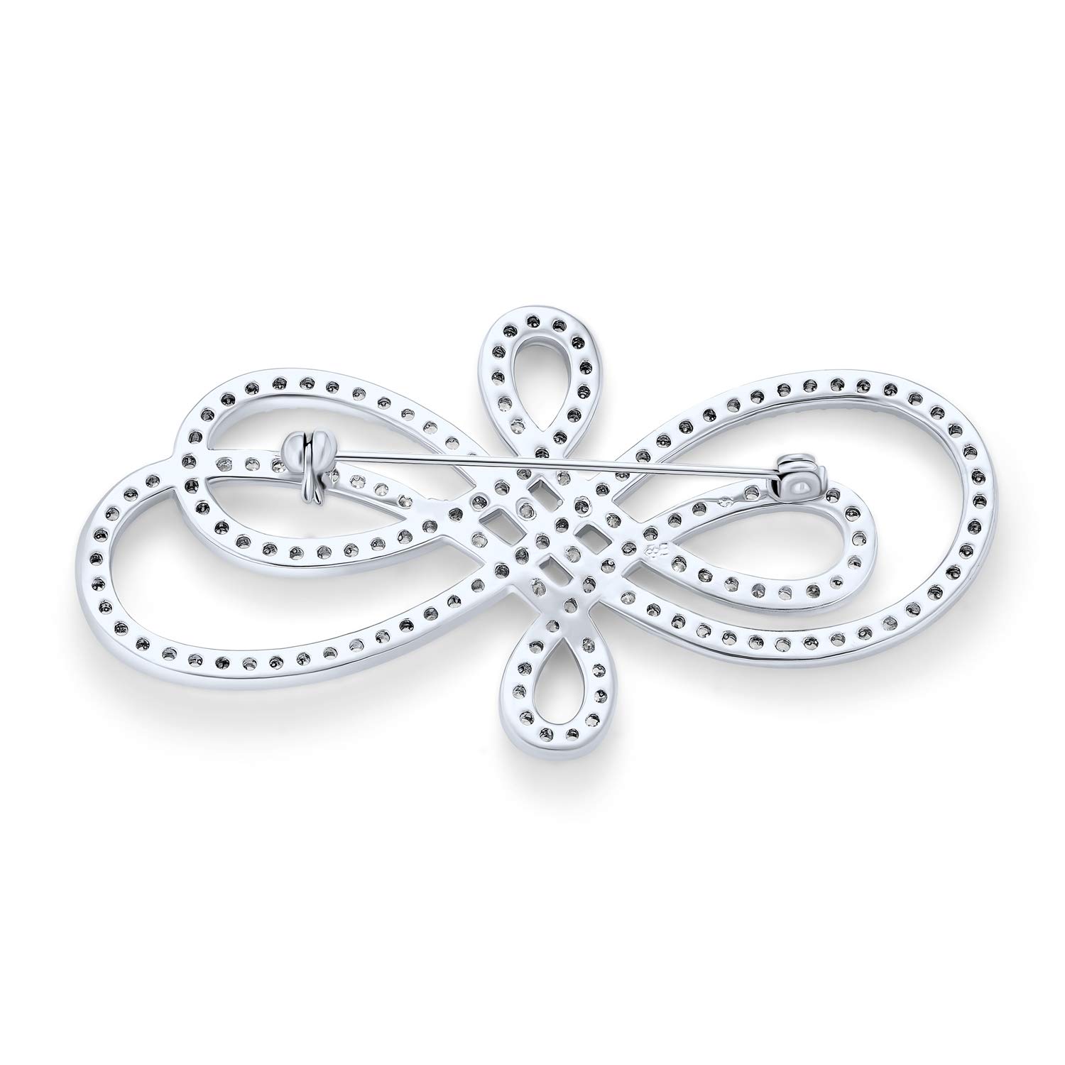 Espiral Grande Pave Cubic Zirconia Art Deco Estilo Vintage Moda Infinito Broche Alfiler Para Mujer Tono Plata Chapado En Rodio