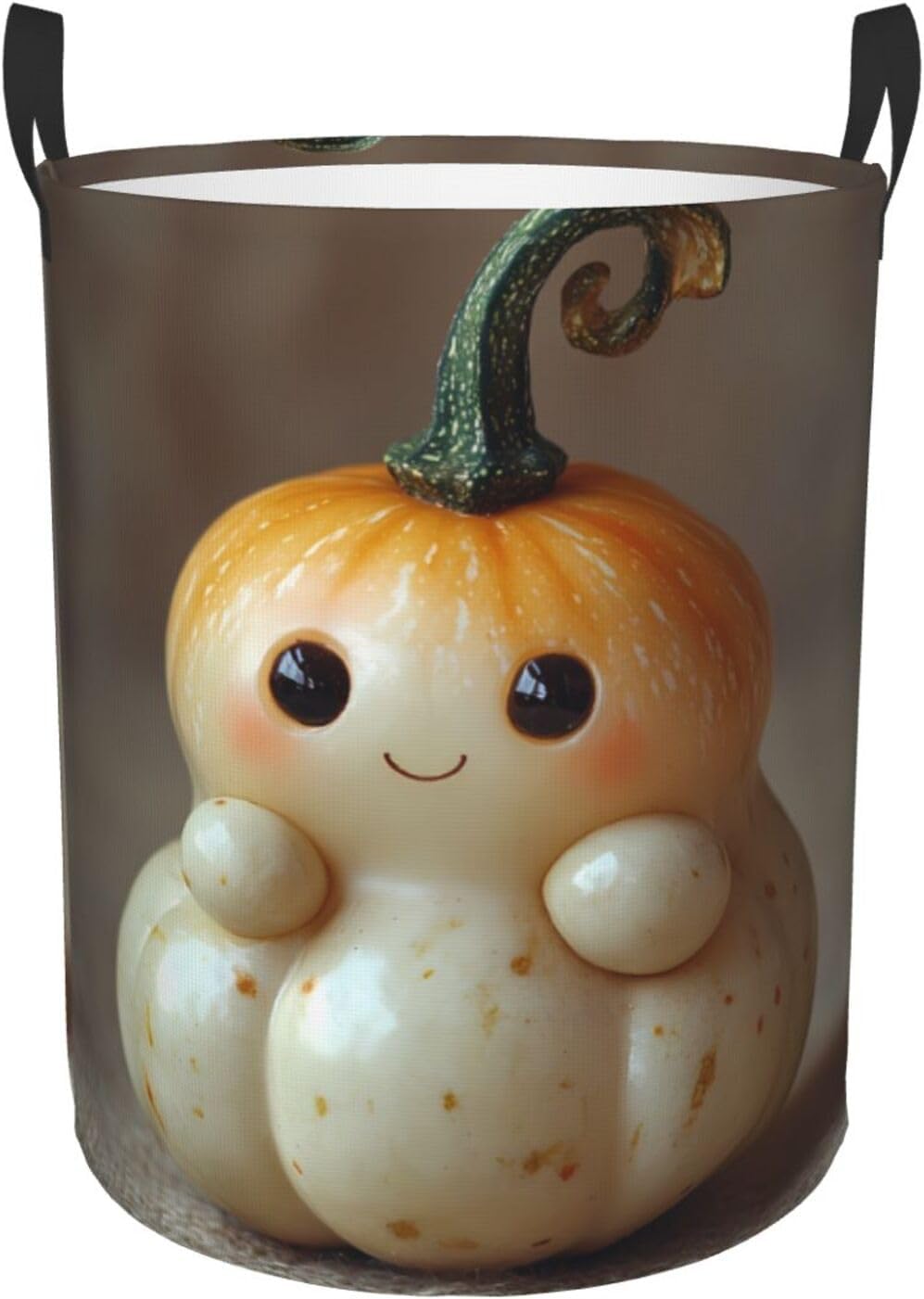 Cute gourd Round Single-layer Laundry Basket, Portable Storage Laundry Basket, Bedroom Clothes Storage Basket with Handle