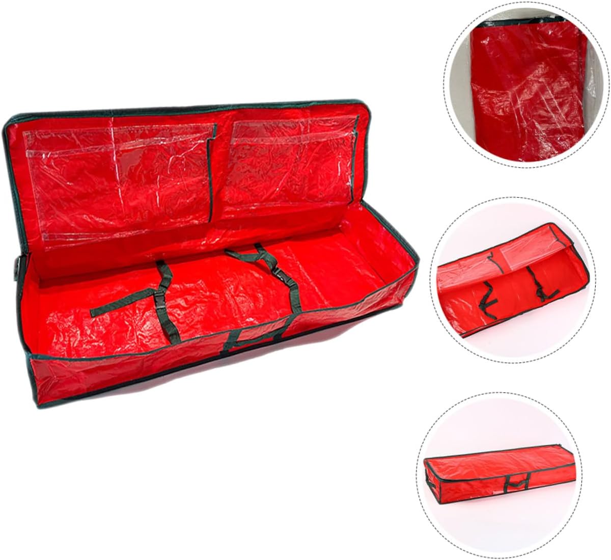 Christmas Tree Storage Bag Large Waterproof Organizer Tote with Handles 120x36x13cm Red Holiday Decor Storage Carrier for Artificial Xmas Trees and Wrapping Paper